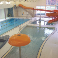 empty pool with a slide