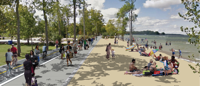 Rendering of a beach and multi-use pathway