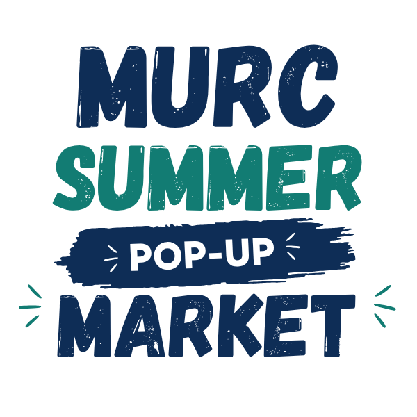 MURC Summer Pop-Up Market in blue and green letters