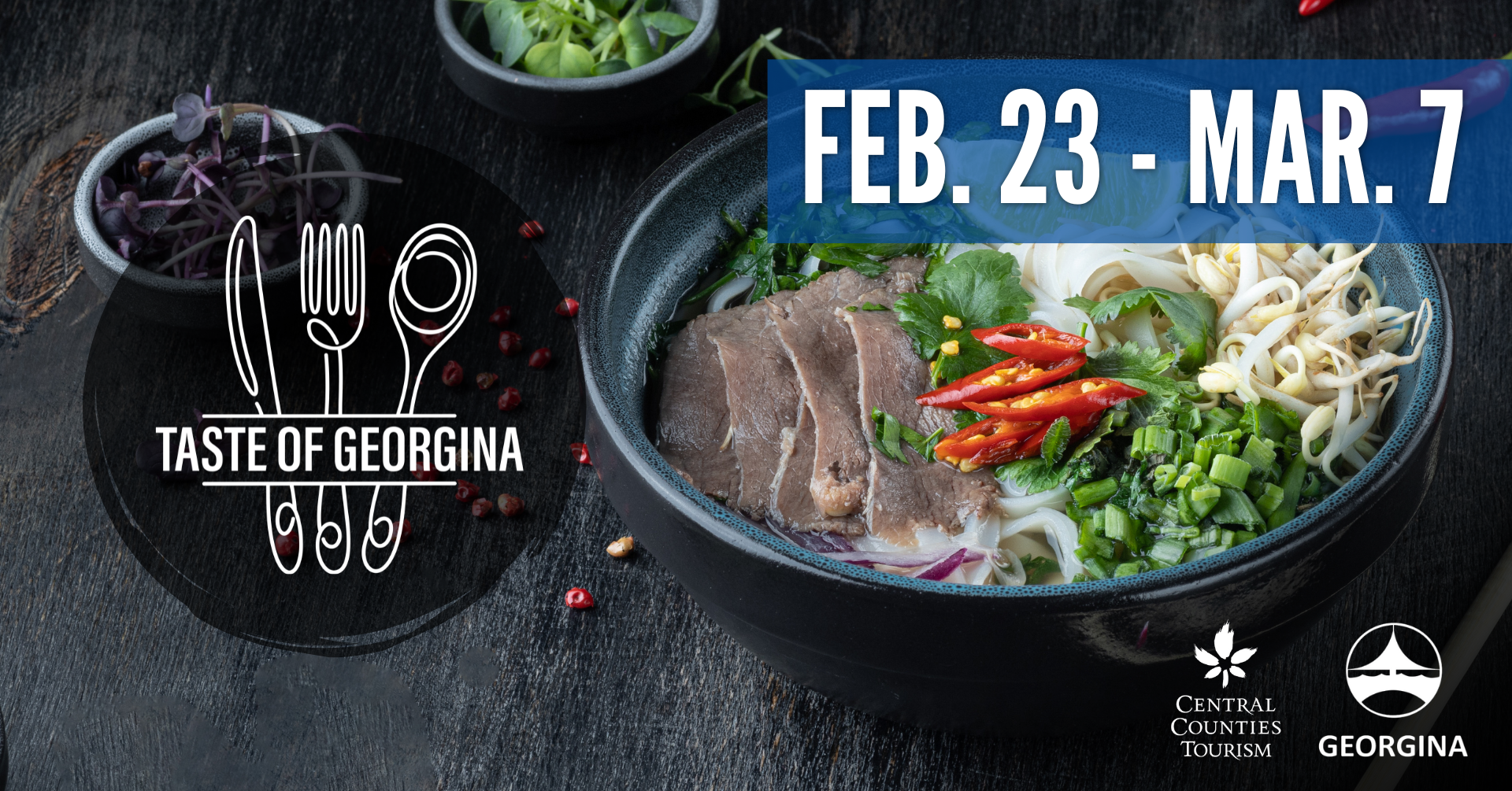 taste of georgina promotional ad with a picture of a bowl of pho