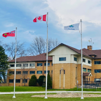Civic Centre building with 3 flags