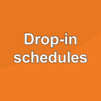 orange background with text Drop-in schedule