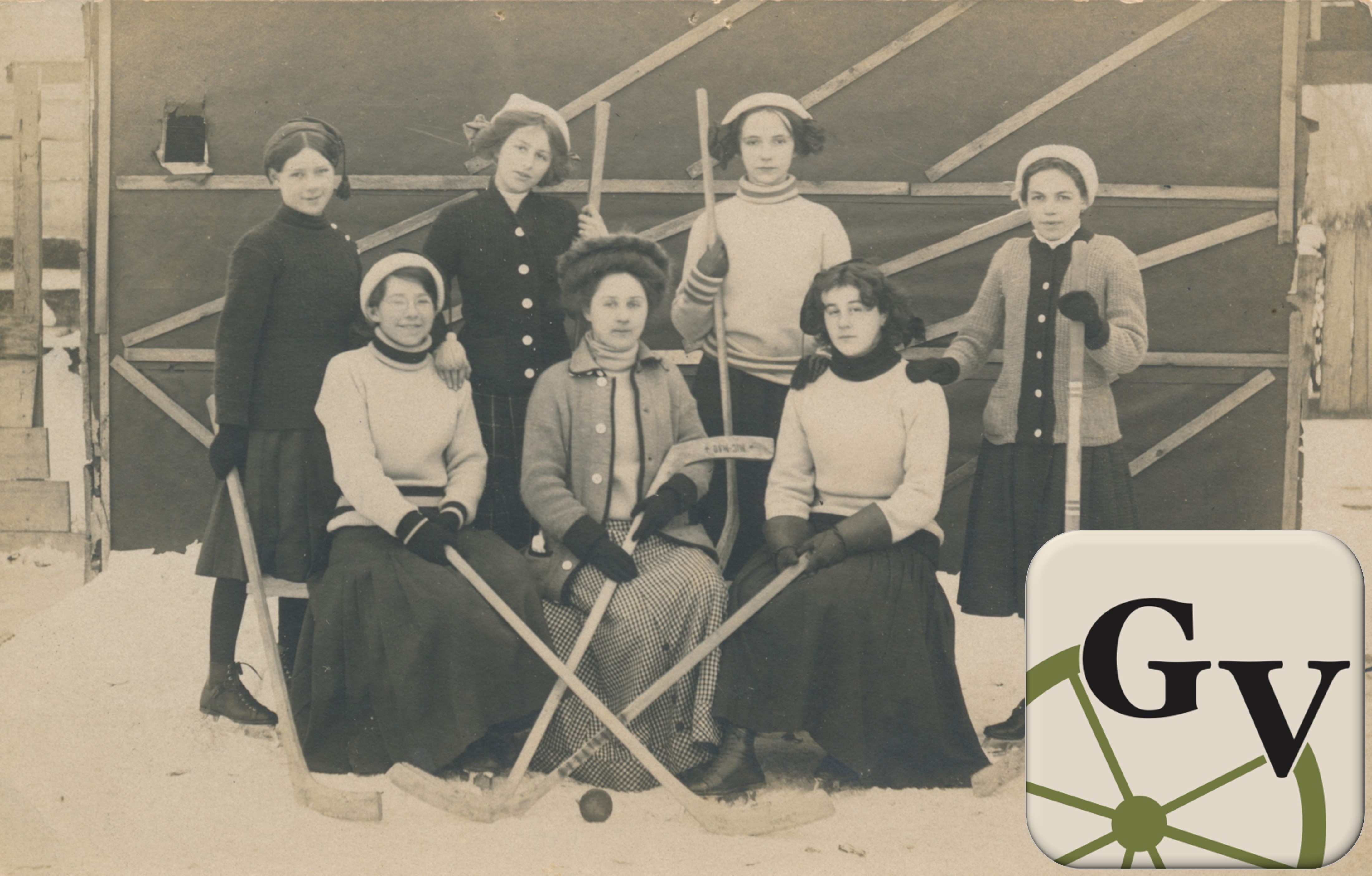 Sutton girls hockey team with Georgina Village app logo