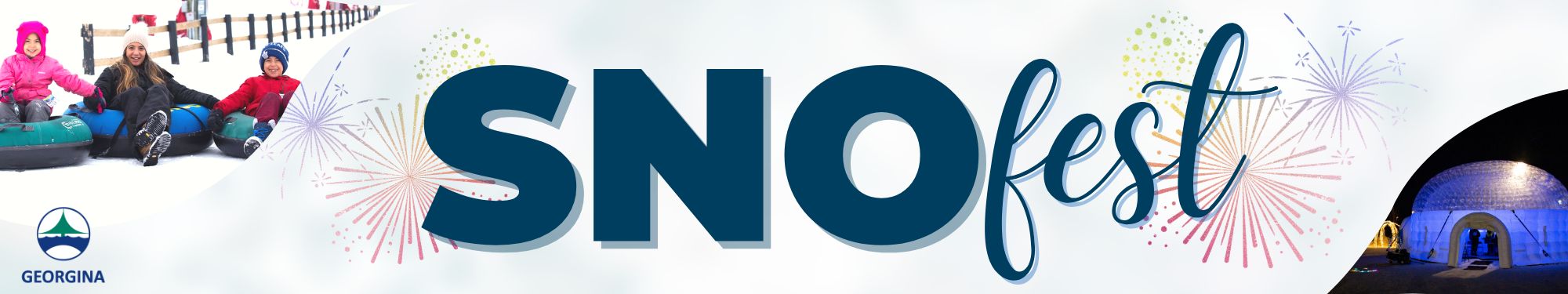 Banner with pictures of the event and the words Snofest