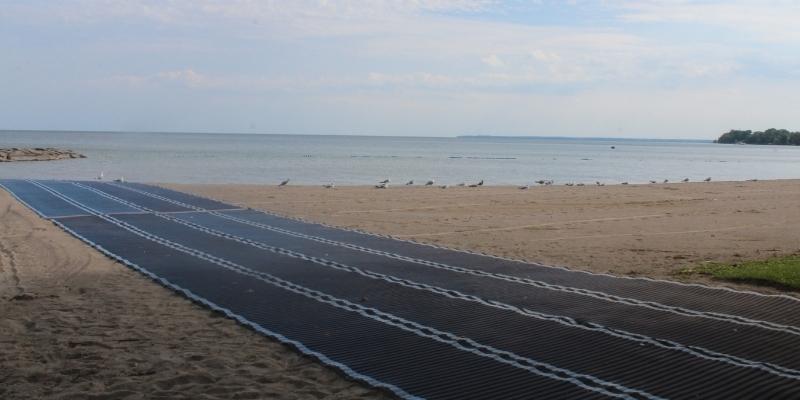 accessible ramp over the sand at a beach