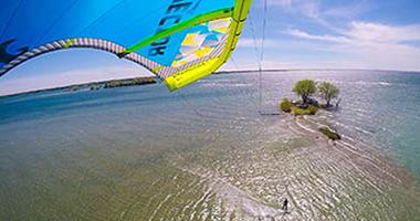 Kite surfing on the lake