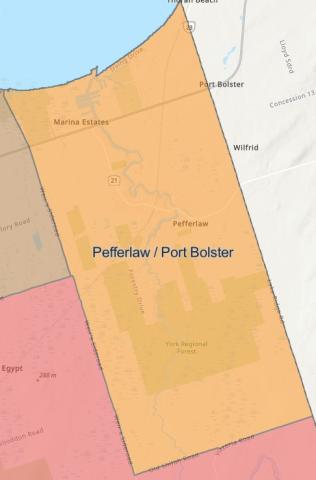 Map of Pefferlaw and Port Bolster area