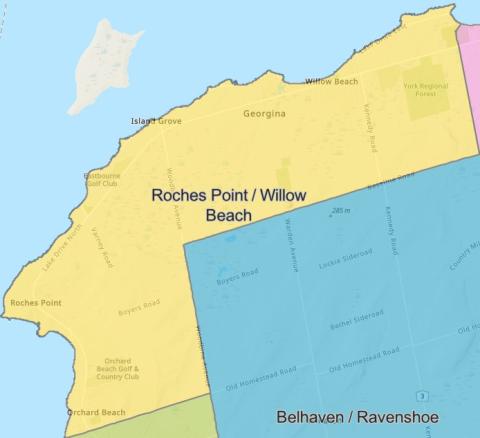 Map of Roches Point and Willow Beach area