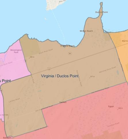 Map of Virginia Duclos Point area