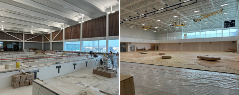 Left: Indoor pool under construction Right: indoor gymnasium under construction