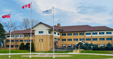 Civic Centre building with 3 flags