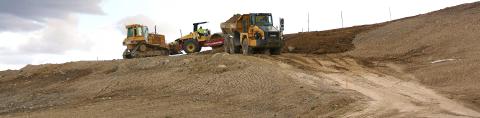 Construction site with machines