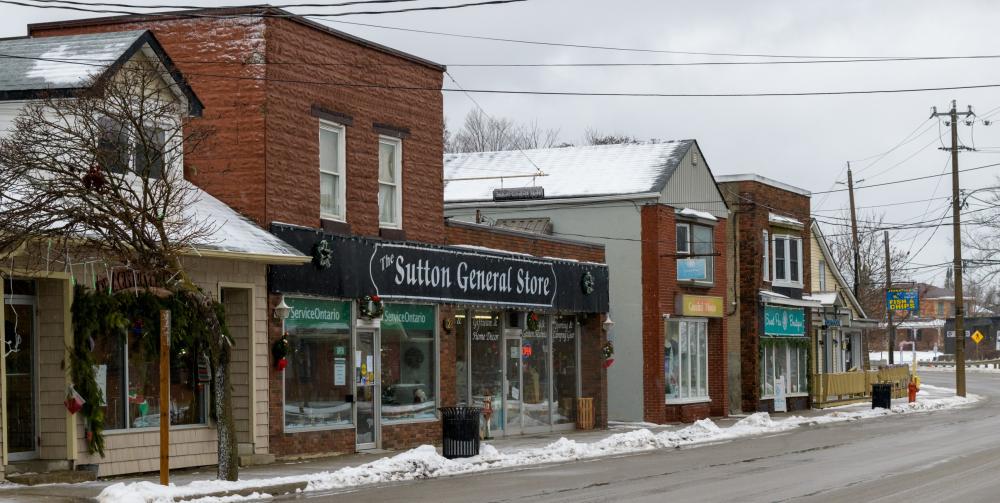 Winter scene - Street with shops
