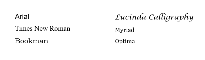 sample fonts