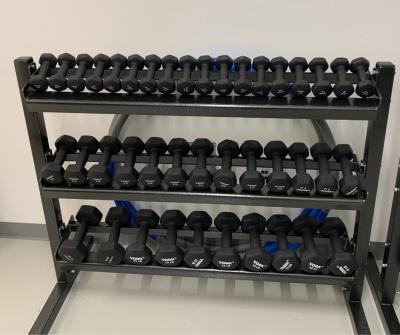 Rack of hand weights 