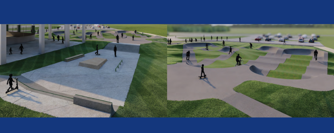 renderings of new pump track and skate park