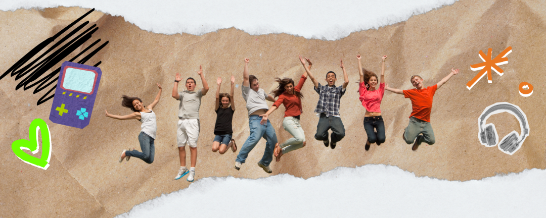 group of young people jumping in the air