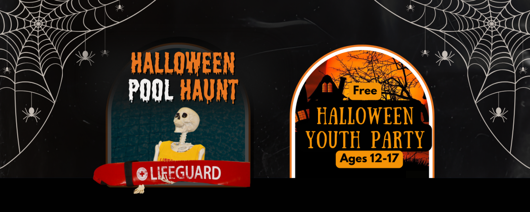 posters for the Halloween Pool Haunt and Halloween Youth Party