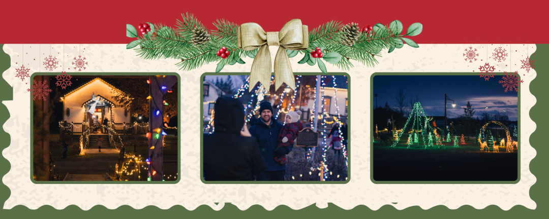 Three photos, side by side, of Vintage Christmas at Georgina Village Museum