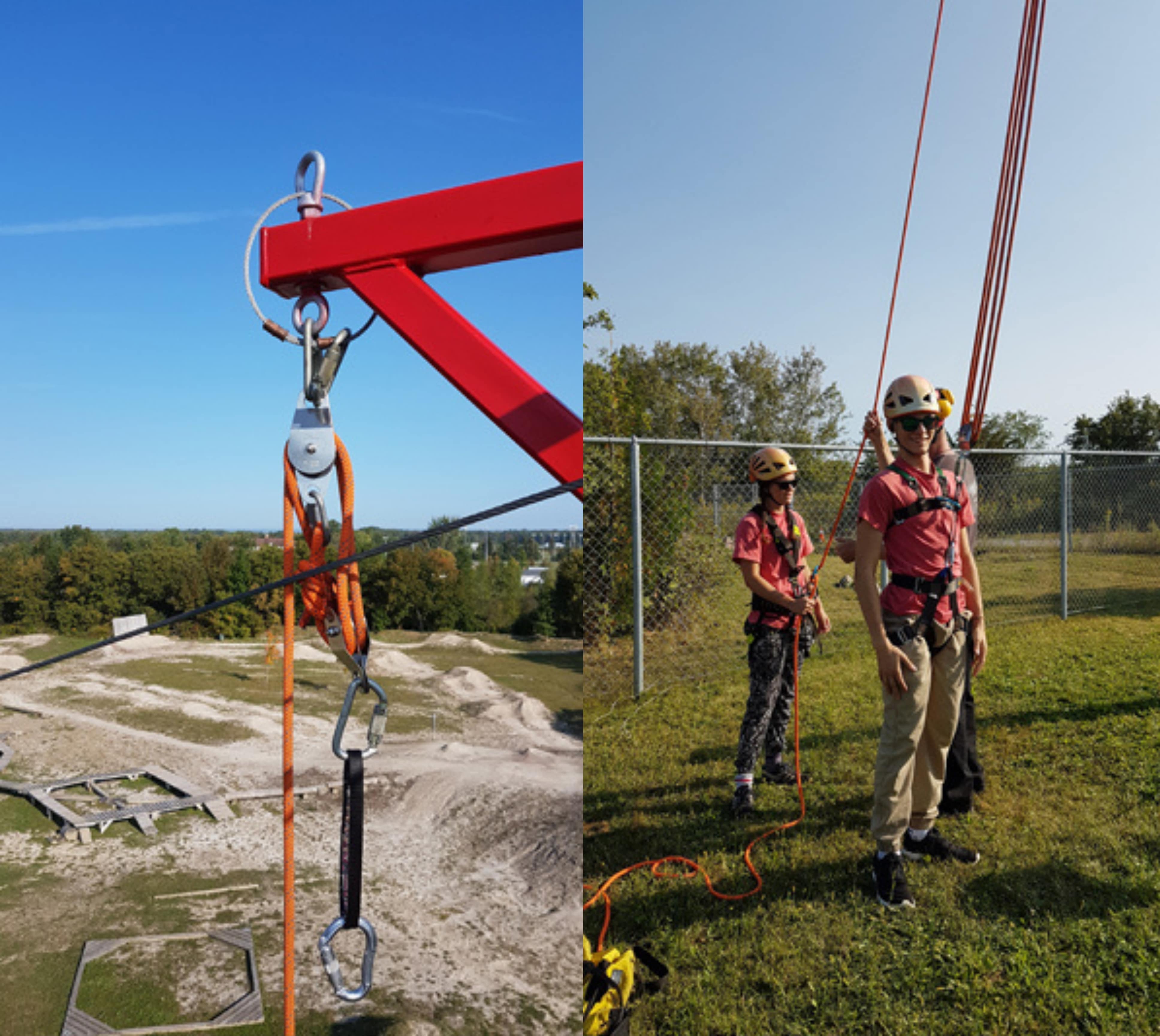 Zipline Arm Banner Zipline Arm and boy in harness